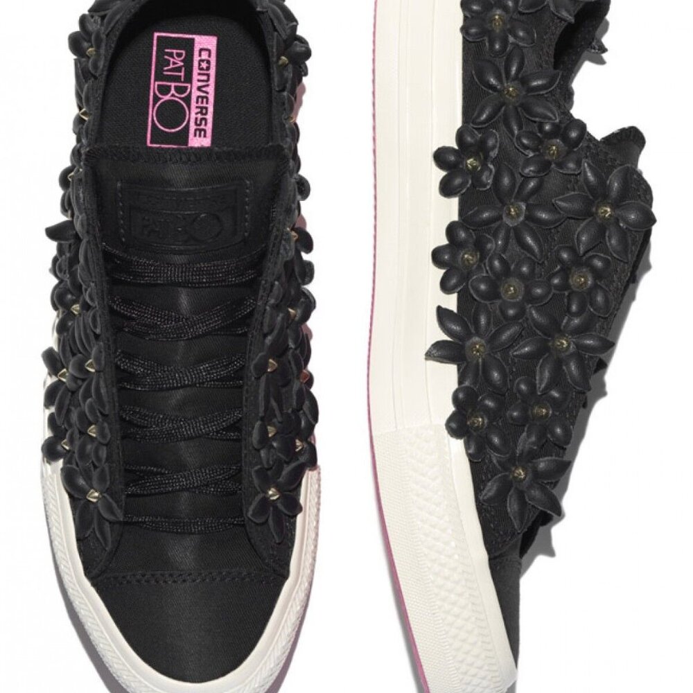 Converse Women's Patbo Low Classic OX Black Floral Sneakers Women 6.5 M